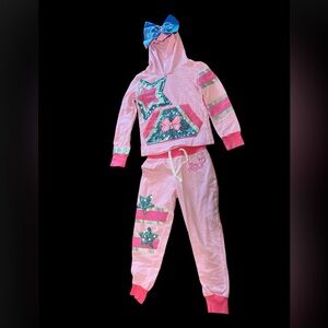 JoJo Siwa Girls Sweatshirt Hoodie and Jogger Clothing Set, Pink Sizes XS 4-5